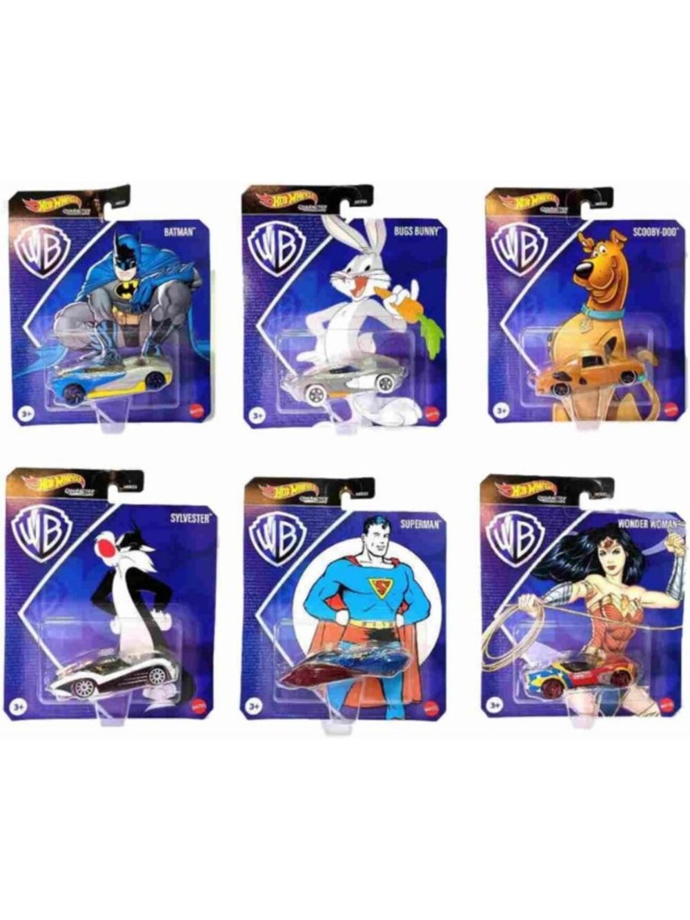 Complete Set of 6 Diecast Character Cars - Scooby-Doo & Looney Tunes Collection
